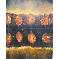 Autumn Reflection – original oil painting on canvas, 75×95cm. Artist: Marina Stognieva